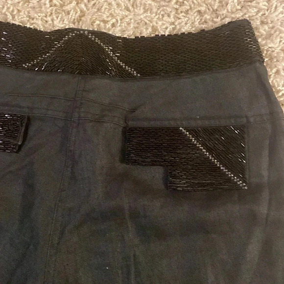 Avenue Montaigne Paris linen beaded cropped pants size 3 - Picture 7 of 8